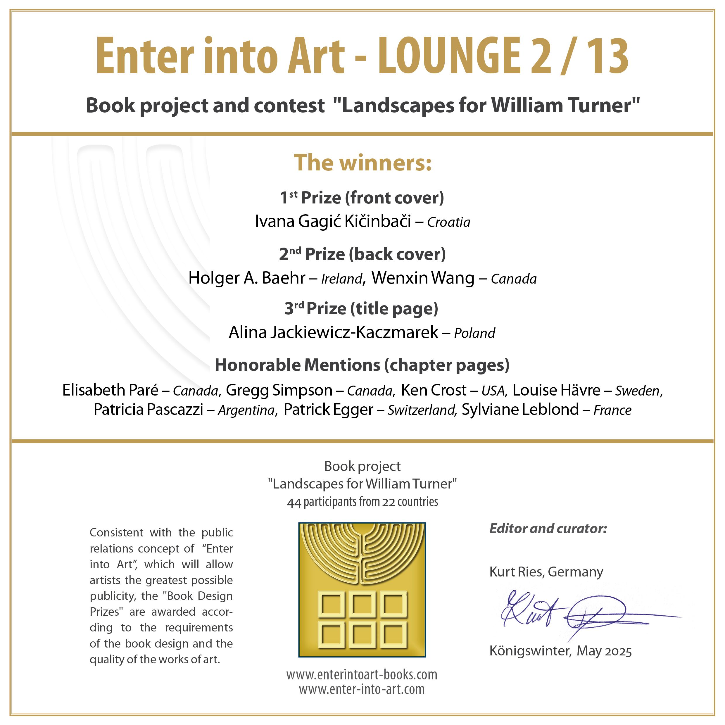 certificate Book Design Award – Landscapes for William Turner